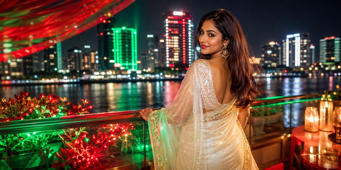 A woman in a saree in Dhaka enjoying as777 casino entertainment