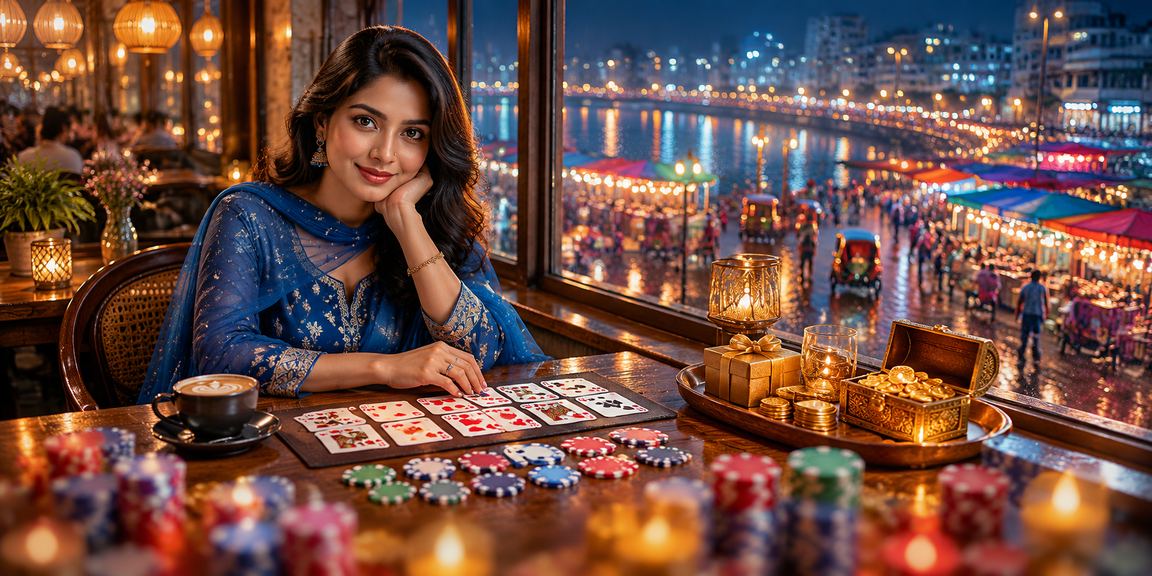 A user in Khulna wearing a salwar kameez playing Rummy